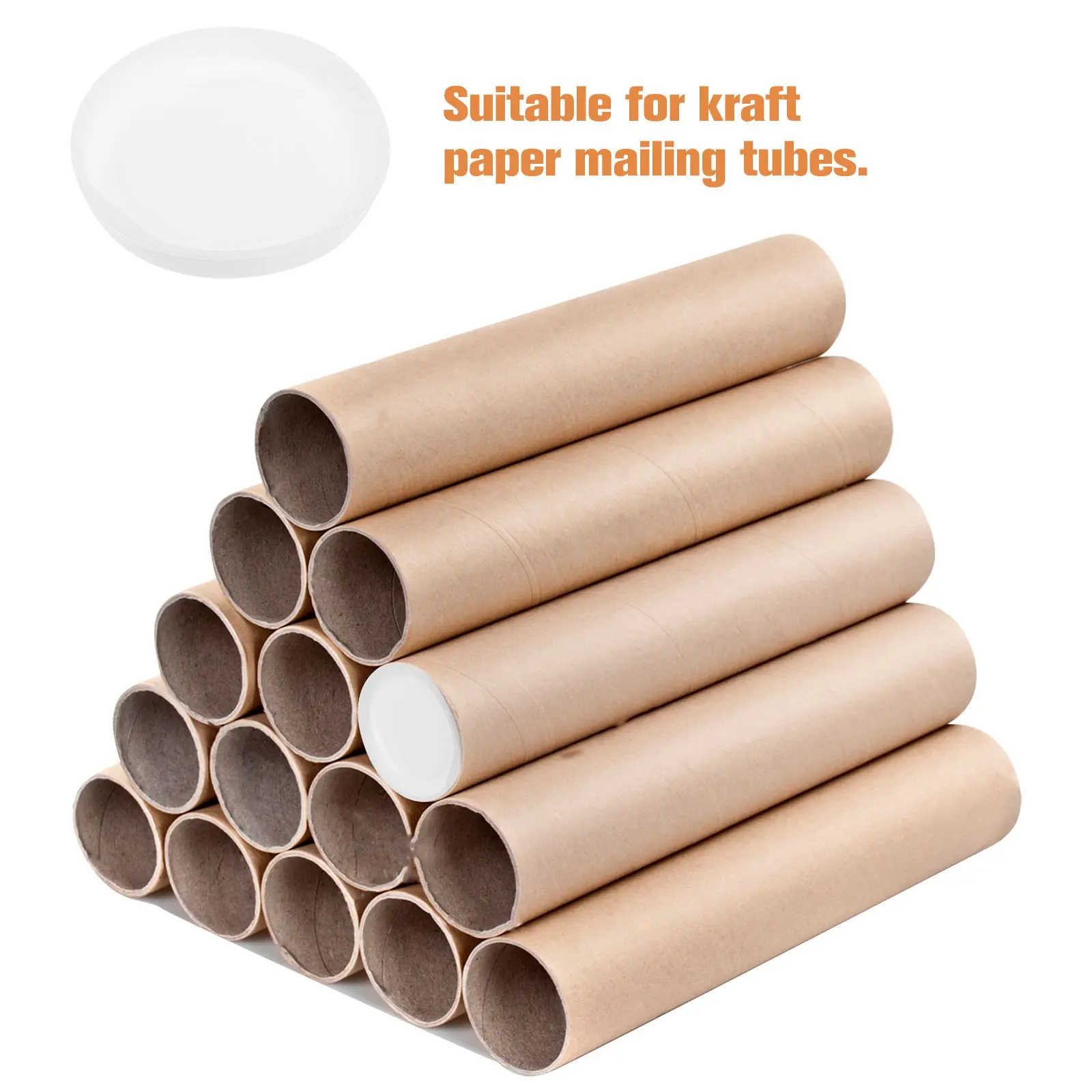 20 Uds tapa de extremo de plástico tapones de tubo de cartel pequeños redondos blancos tubos de correo de papel Kraft protegen la instalación fácil y resistente
