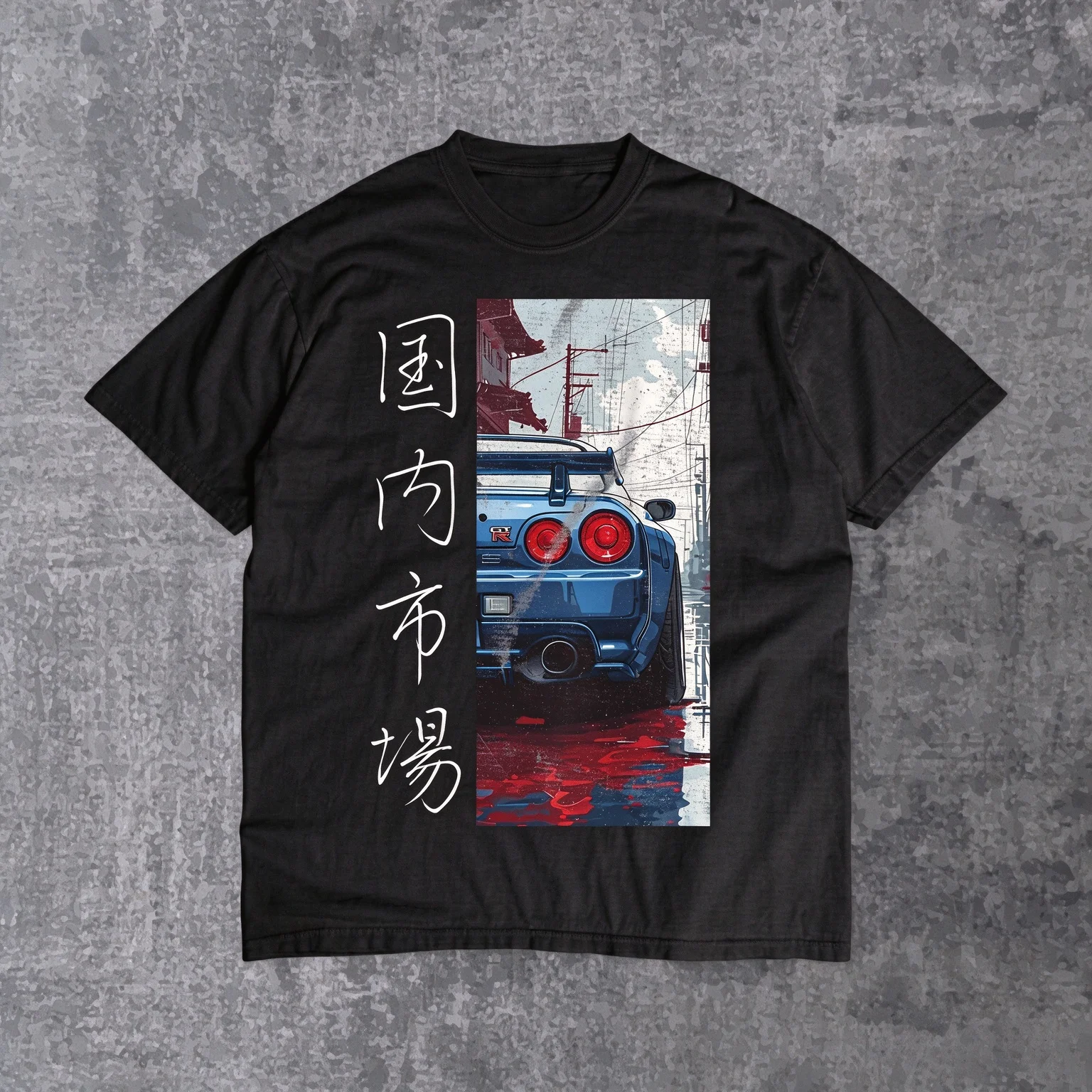 2026 New JDM Family Matching Oversized Unisex Streetwear T Shirt JDM Blue Sports Car Japanese Street Graphic Tee Short Tops