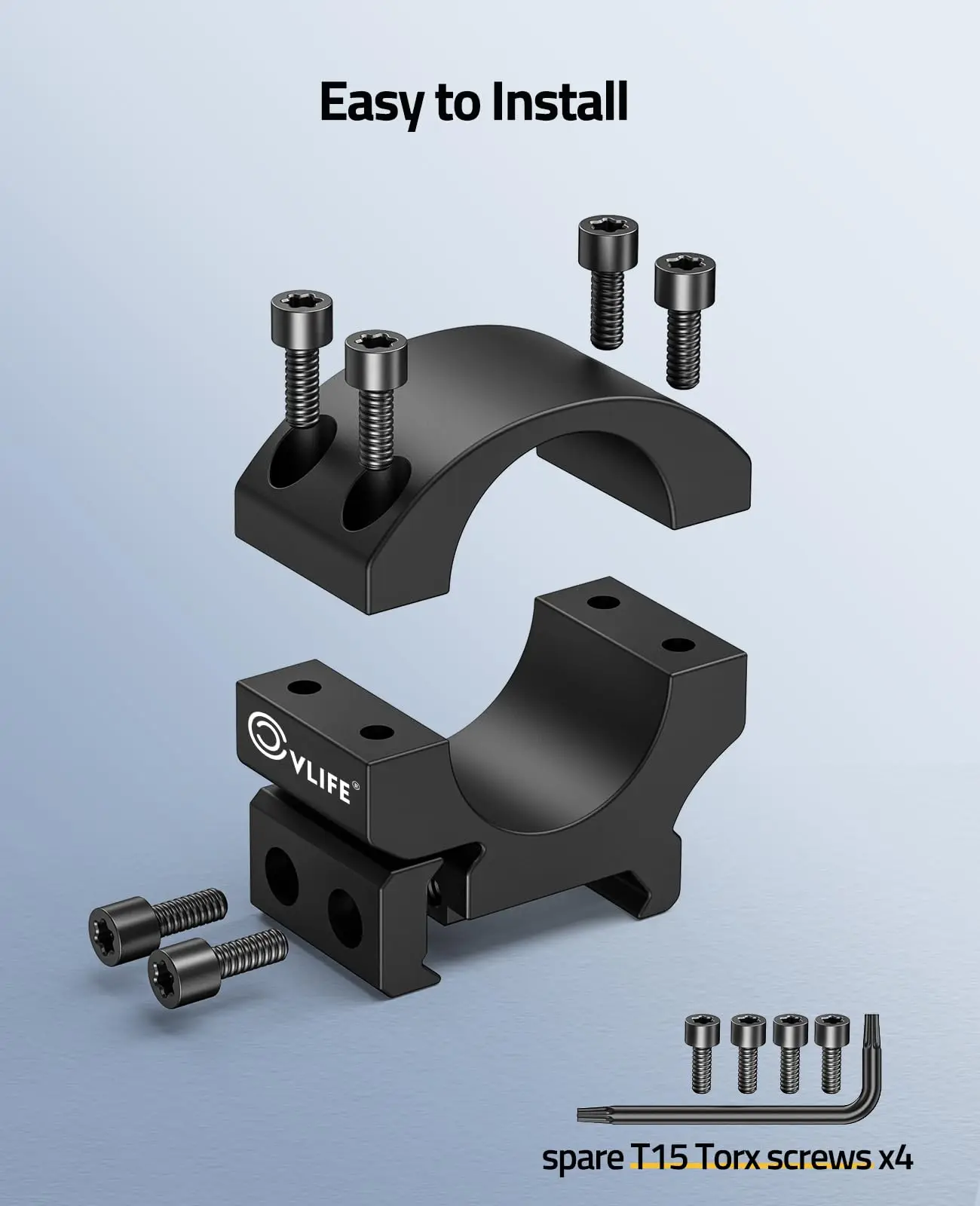 Anelli di ambito CVLife Ottica Ottica Riflescope Montaggio di montaggio da 1 pollice Tubo da 0,76 pollici Heigth 2 pezzi per binari picatinny