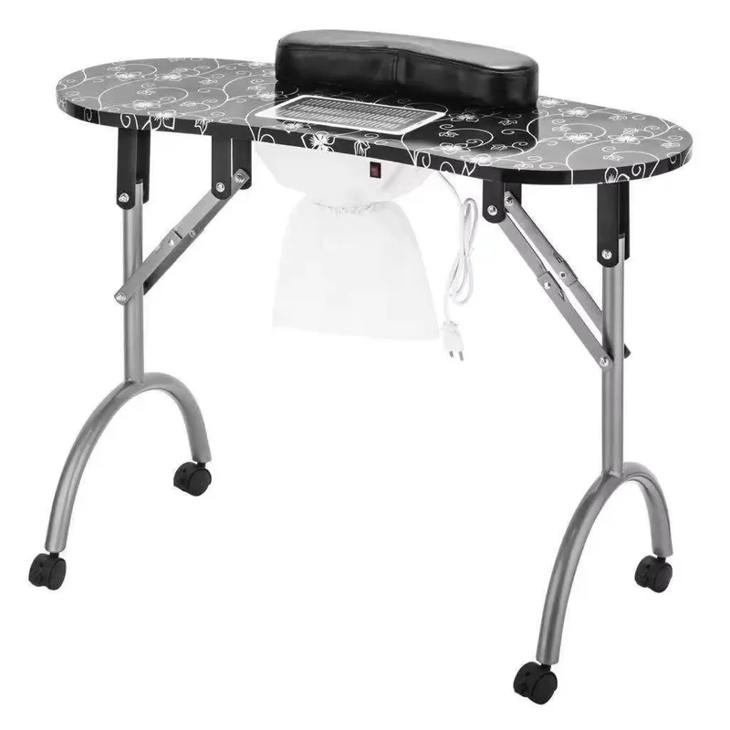 High Quality Portable Nail Art Table with Wheeled Design Modern Simple Foldable Style Free Storage Bag