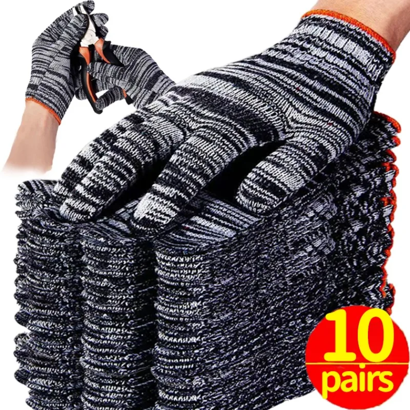 5/10Pairs Quality Cotton Work Gloves Wear Resistant for Woodworking Gardening Outdoor Camping Climbing Fishing Non-slip Mittens