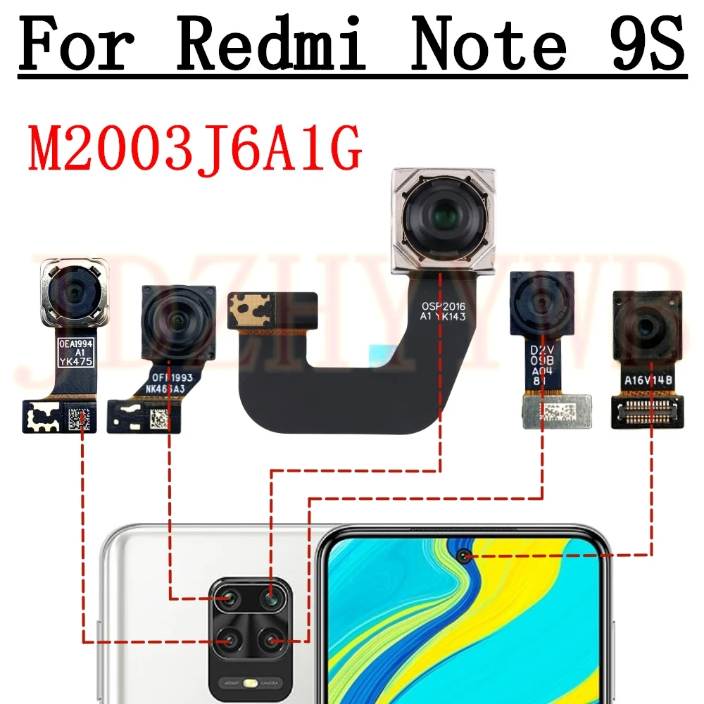 Front Rear Camera For Xiaomi Redmi Note 9S Note9S Frontal Selfie Wide Back Facing Main Backside Camera Module Flex Cable