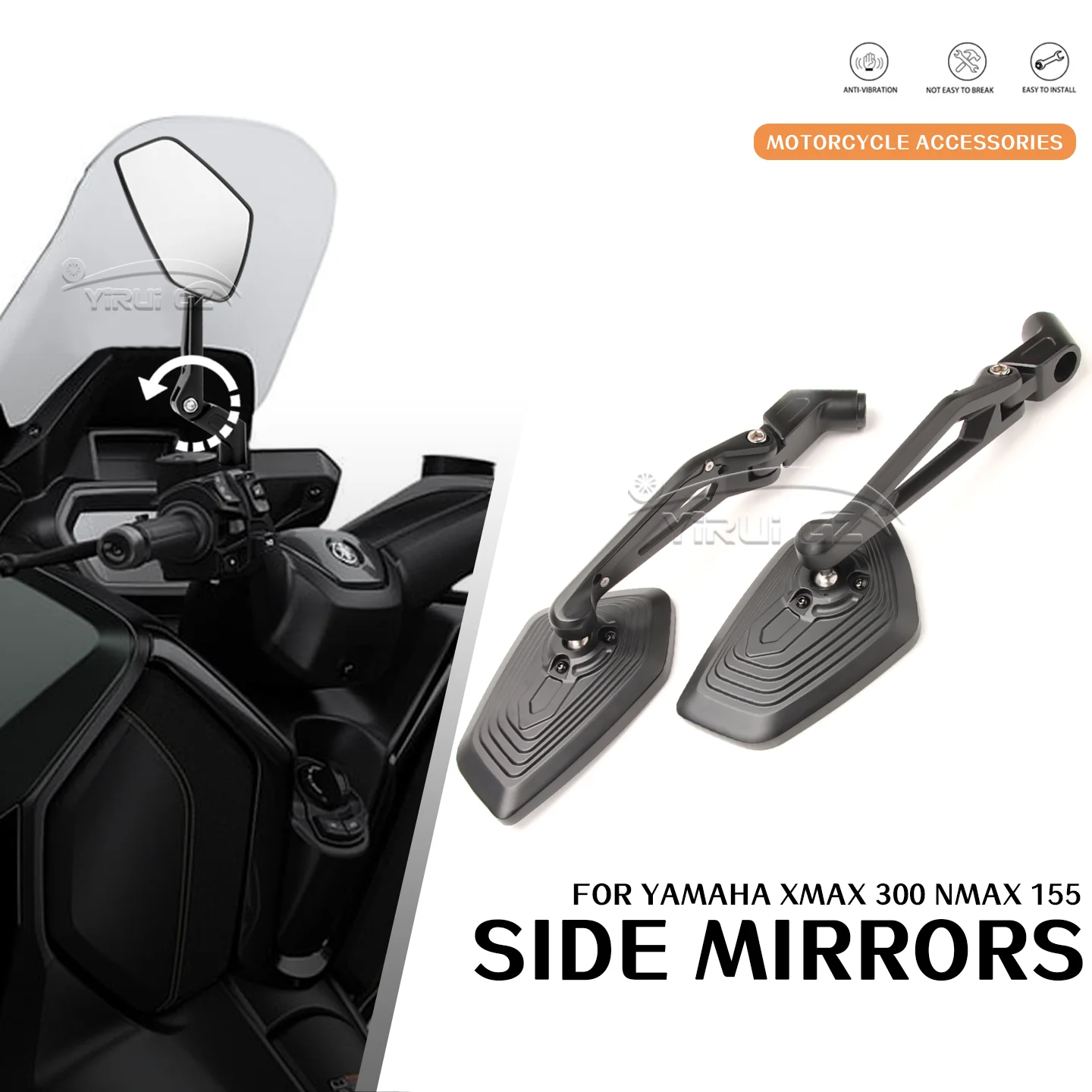 

For YAMAHA XMAX300 NMAX155 XMAX300 NMAX155 NMAX155 Motorcycle Rearview Mirror Aluminum Adjustable Side Rear View Mirrors XMAX300