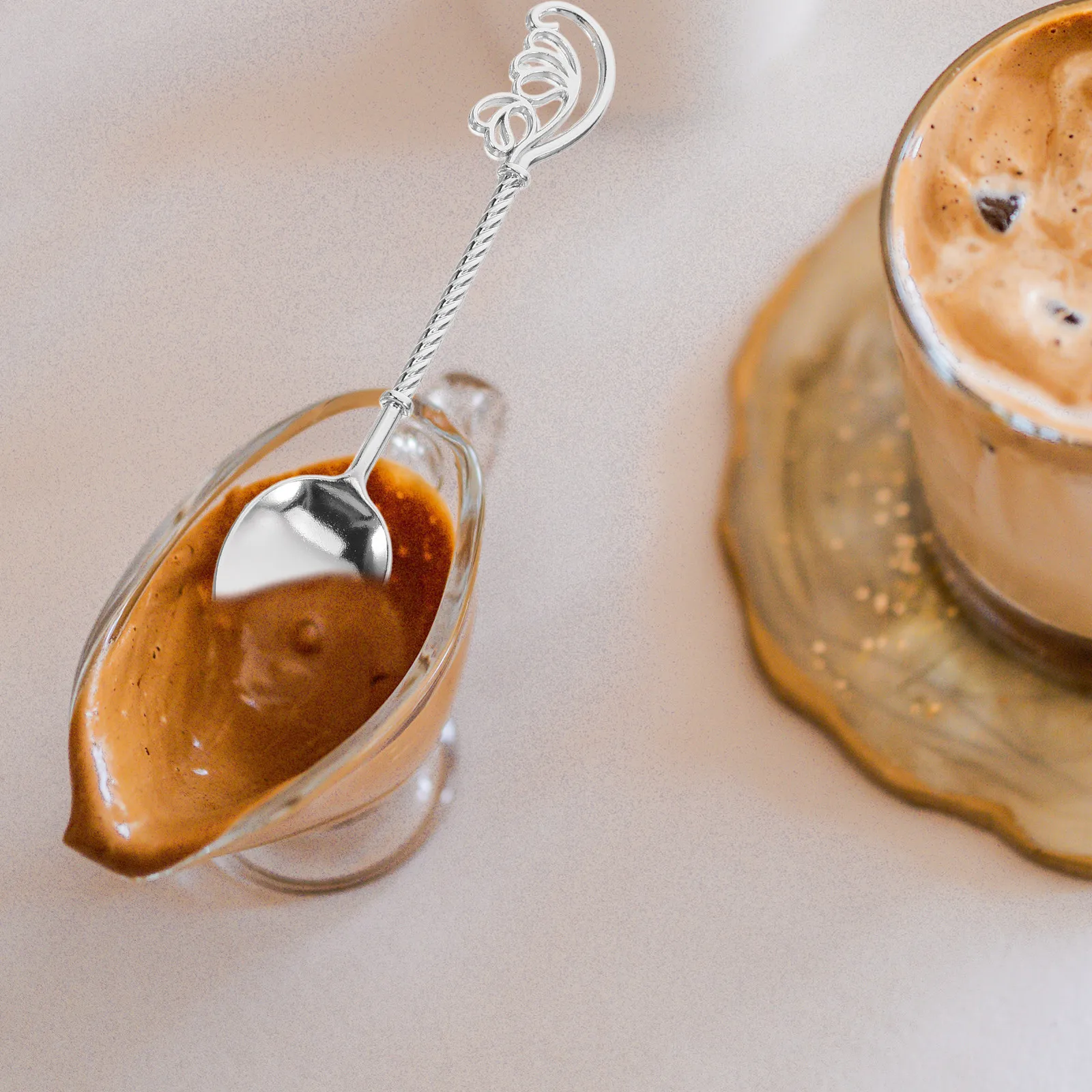 

5pcs Vintage Coffee Spoon Zinc Alloy Small Spoon For Dessert Cake Ice Cream Stirring Cocktail Juice Milk Appetizer Tea Scoop