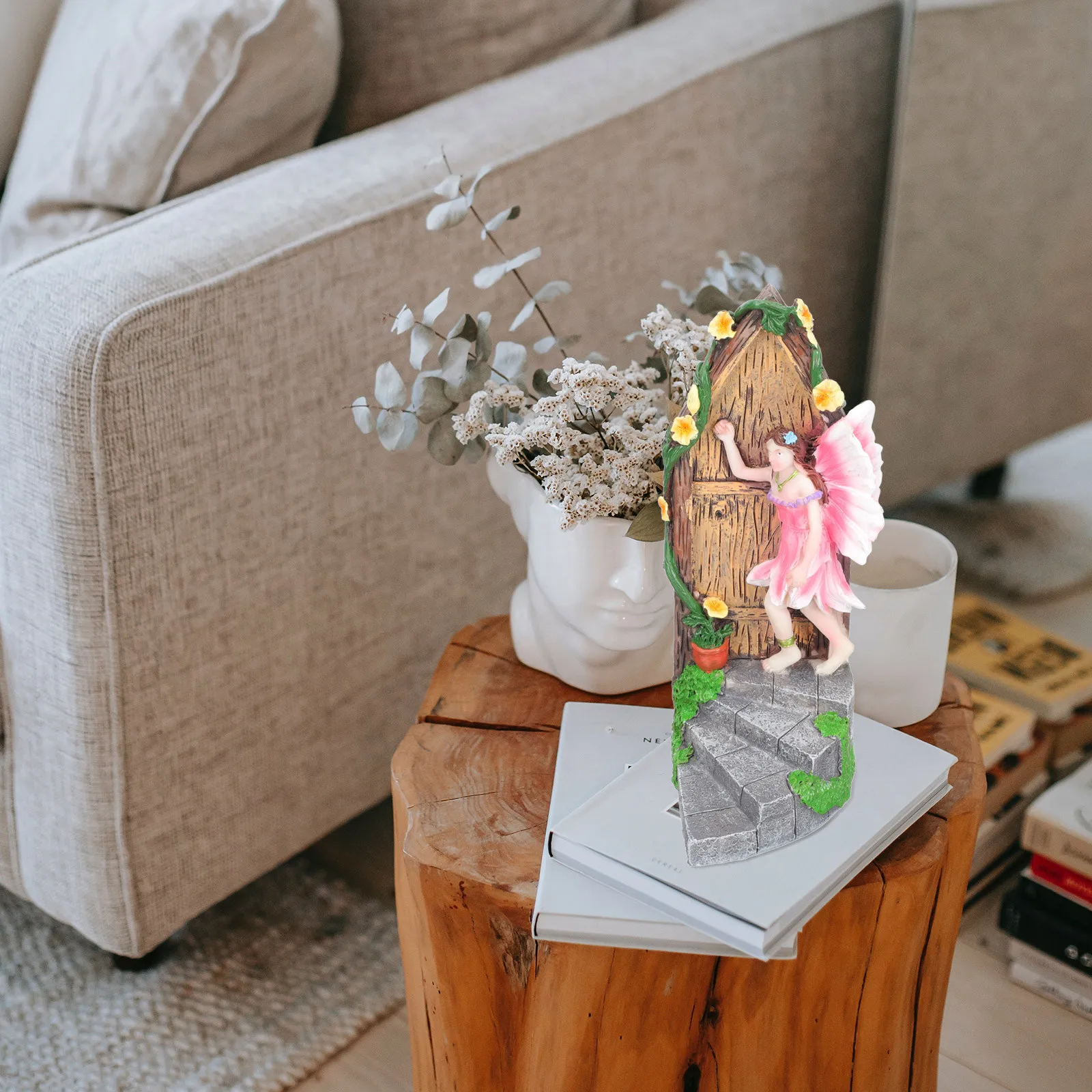 

Миниатюрная статуэтка феи для двери, из смолы, для сада, улицы и дома, украшение для пня дерева, реалистичная, с тонкими деталями, для миниатюрных сцен