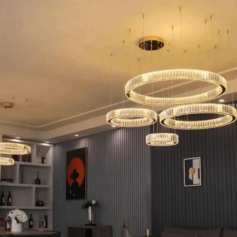 Modern Gold Luxury Crystal LED indoor Chandelier Bedroom Living Room Hotel Villa Pendant Lamp Restaurant Decor Lighting Dimmable