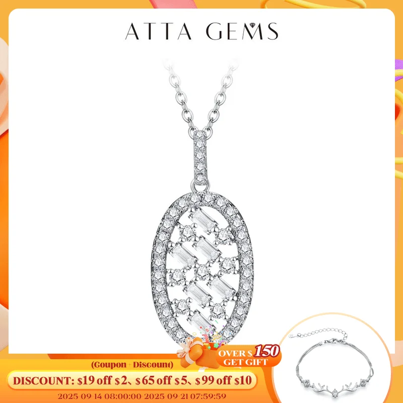 

ATTAGEMS Real 10k 14k 18k White Gold Moissanite Diamond Necklace For Woman Pendant Chains Party Anniversary Bridal Fine Jewelry