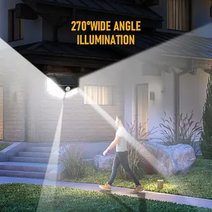 100 LED Solar Wall Lamp Todos os Lados Luminous Motion Sensor Humano Indução Pátio Impermeável Escadas Outdoor Wall Light 12 principais vendas luz solar degrau - №3