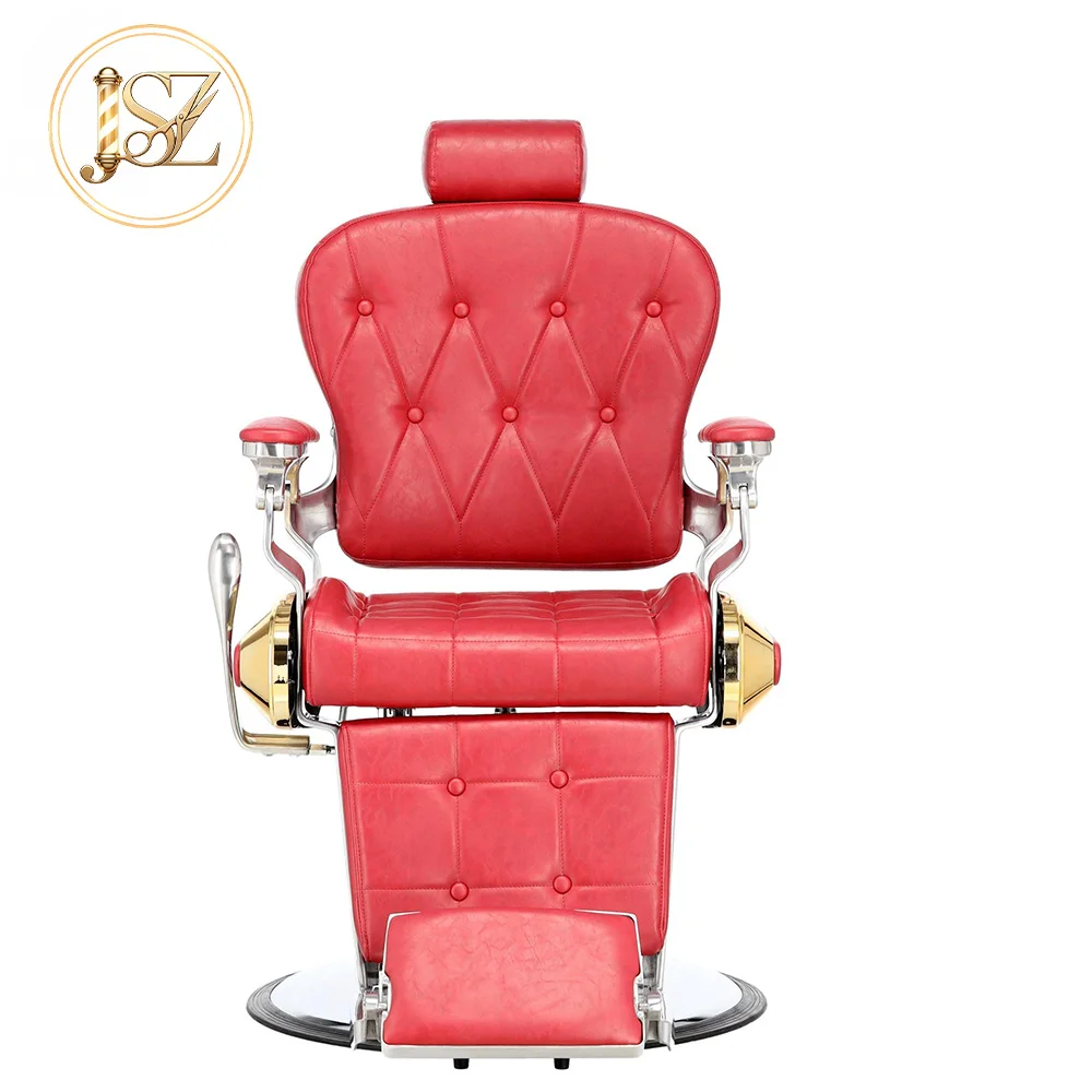 Vintage Reclining Barber Chair 360 Rotatable Height Adjustable Synthetic Leather Metal Frame Salon Furniture