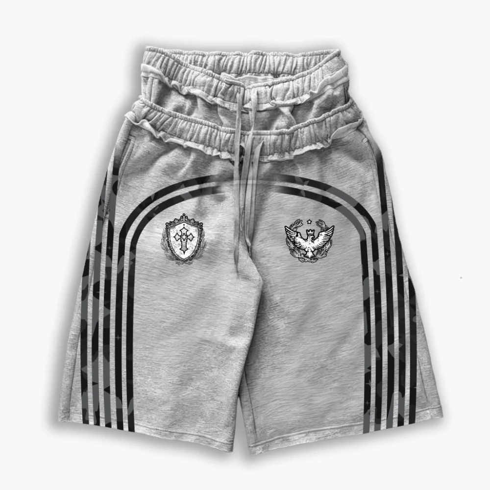 

Мужские шорты в американском стиле Y2K: персонализированные, повседневные, с эффектом многослойности, классические, нишевые, уличный дизайн.