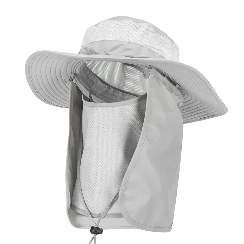 Chapeau pare-soleil de protection UV pour hommes et femmes, avec poignées amovibles à larges bords, rabat pour le cou et le visage, casquette d'extérieur pour la pêche, la randonnée et l'escalade, été