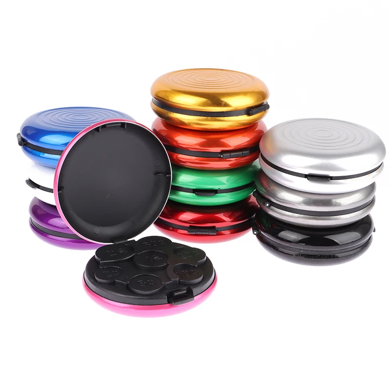 Round USD/Euro Coin Storage Box Coins Purse Aluminum Alloy Plastic Coins Dispenser Wallet Mini Money Bank