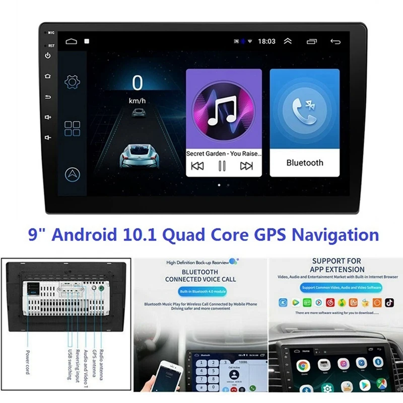 

9Inch Android 10.1 HD Quad Core Car MP5 Player Multimedia Stereo Radio 1GB+16GB Wifi Bluetooth GPS Navigation