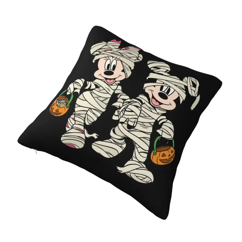 Custom Mickey Mouse Minnie Mouse Cushion Covers Halloween Pumpkin Velvet Modern Throw Pillow Case