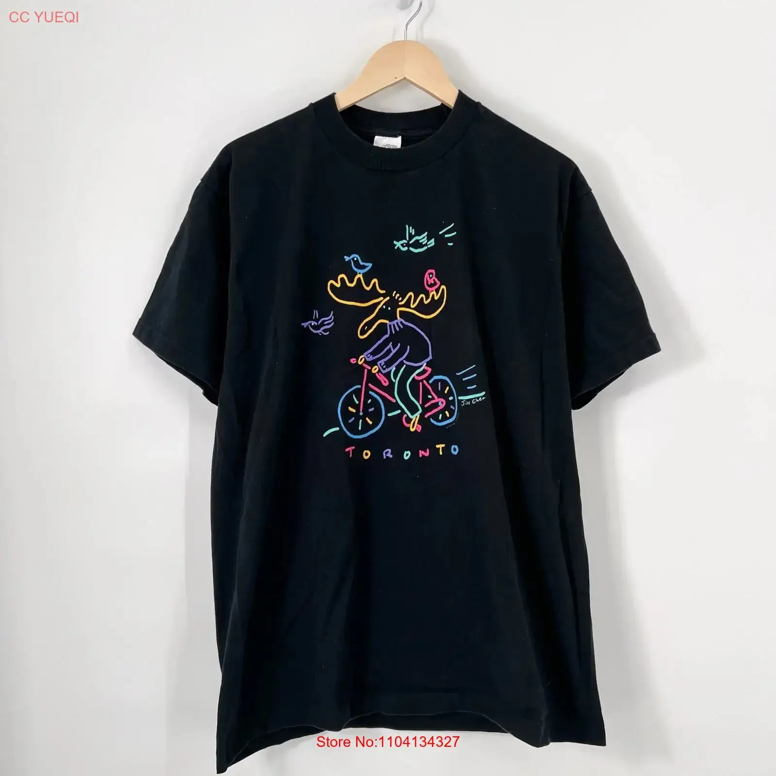 Camiseta Vintage Toronto Oh Yes para Hombre, Talla XL, Negra, Ottawa Moose de Jim Chew, Canadá, Diseño Lavado, Unisex, Ligeramente Elástica