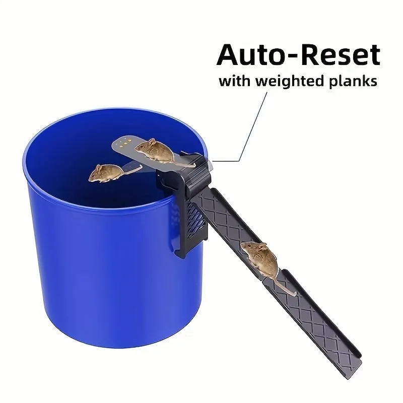 Flip & Slide Design Mouse Catcher,Mouse Trap, Reusable Auto-Reset Design for 5 Gallon Buckets, Durable Plastic