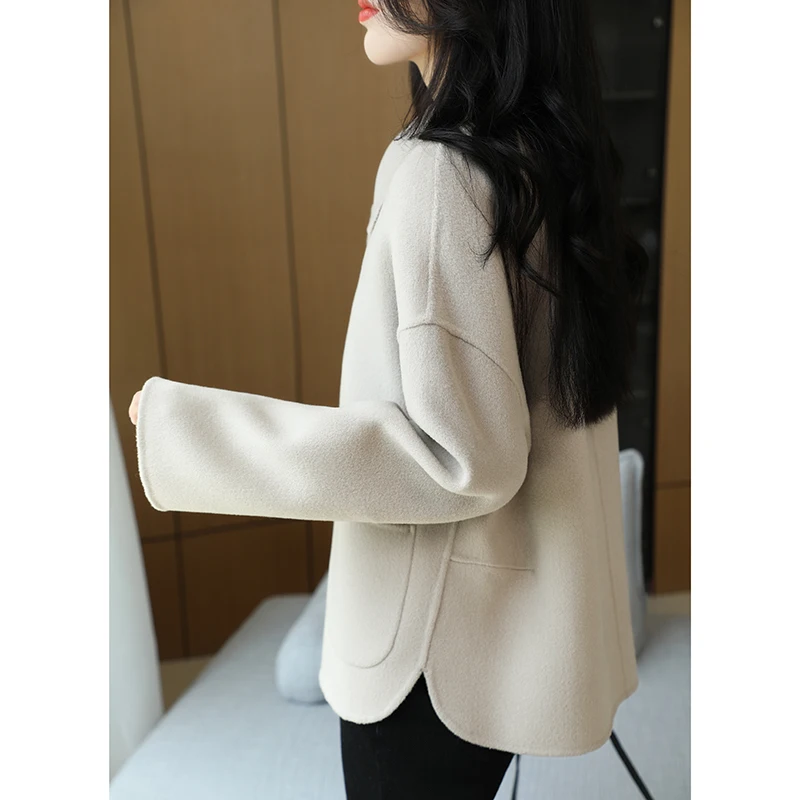 100% Wool Women Trench Coat Casual Women\'s Outerwear Leisure Time Overcoat Autumn Winter Fashion Solid Color Windbreaker Femme