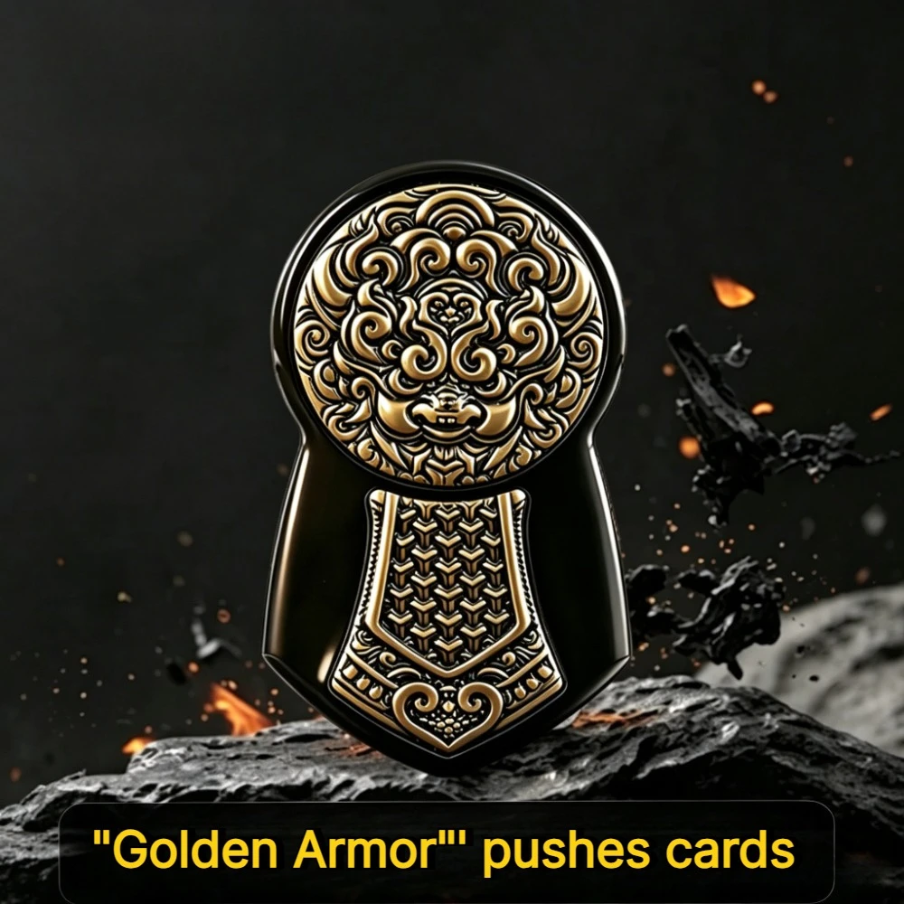 Haloo Player EDC Gold Armor Stainless Steel Engraved Ultra-Dense Track Rotating Fingertip Push Card Stress Toy