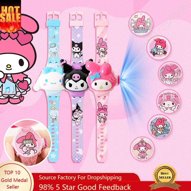 

Hello Kitty Children Watch New My Melody Kuromi Projection Kids Watches Toys Student Gift Digital Clock Cos Accessories