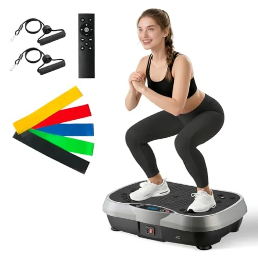 

Vibration Plate Exercise Machine 6 Workout Modes 120-Level Vibration Platform for Weight Loss Lymphatic Drainage 400lbs Ccity w