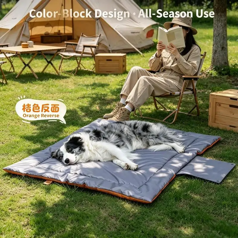 Portable Waterproof Pet Bed Mat Double Sided 210D Oxford Dog Blanket Foldable With Handle For Camping Hiking Car Trip