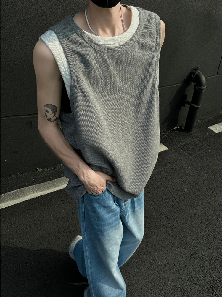 

Deep ey American Sle Men's Svel T-irt Trendy Summer Casual Breathable round Ne ort Sve Faion Vest