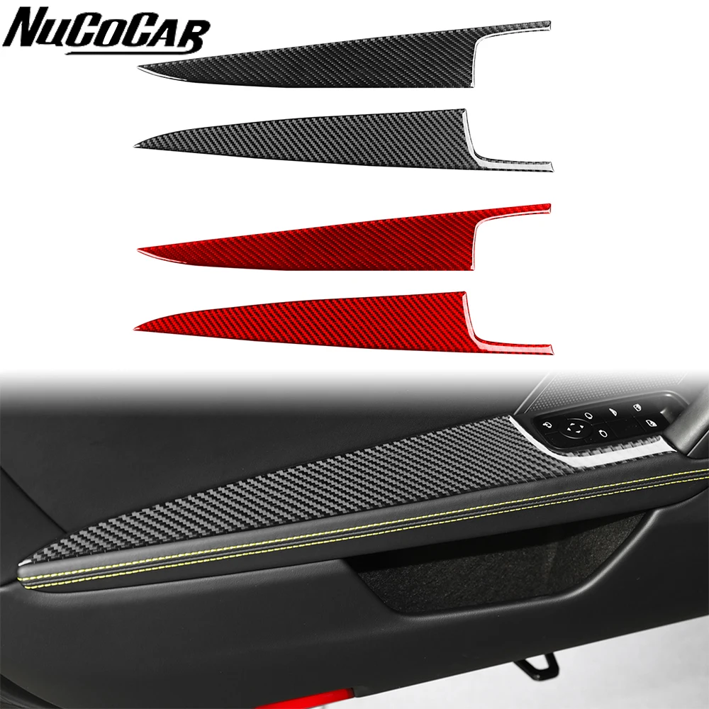 For Porsche 911 992 Carrera 2019-2024 Carbon Fiber Door Armrest Panel Trim Cover Car Accessories Interior Decorative Sticker