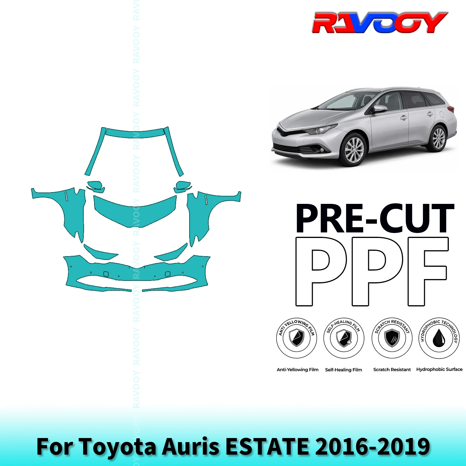 For Toyota Auris ESTATE 2016-2019 Partial Front 8.5Mil Pre-Cut Paint Protection Film PPF Clear Bra Kit Clear/Matte/Black Options