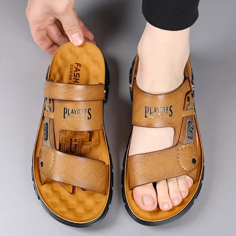 

Men's Fashionable Soft-Sole Summer Sandals Outdoor Dual-Wear Comfortable Wear-Resistant Breathable Beach Shoes-HW80193