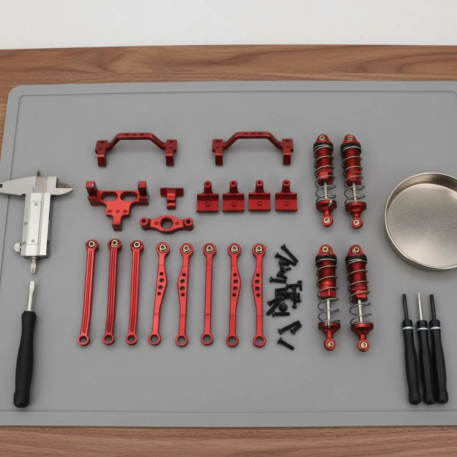 

1/16 Scale Crawler Modification Parts Adjustable Stiffness Metal Chassis Link and Shock Set for Rock Crawling, All-Terrain