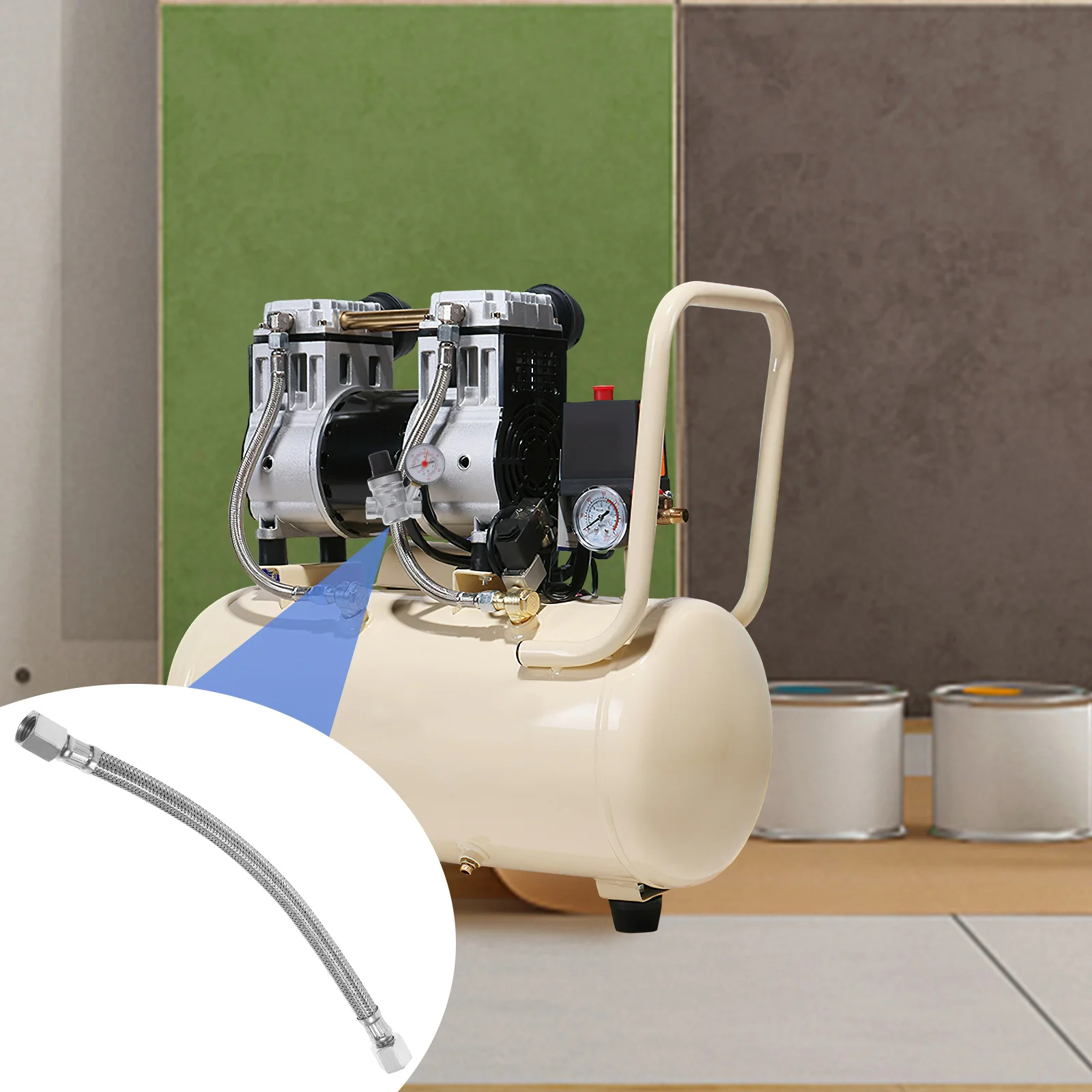 Stainless Steel Air Compressor Hose Wear-Resistant Flexible Replacement Hose for Air Compressor Exhaust Tube Pneumatic