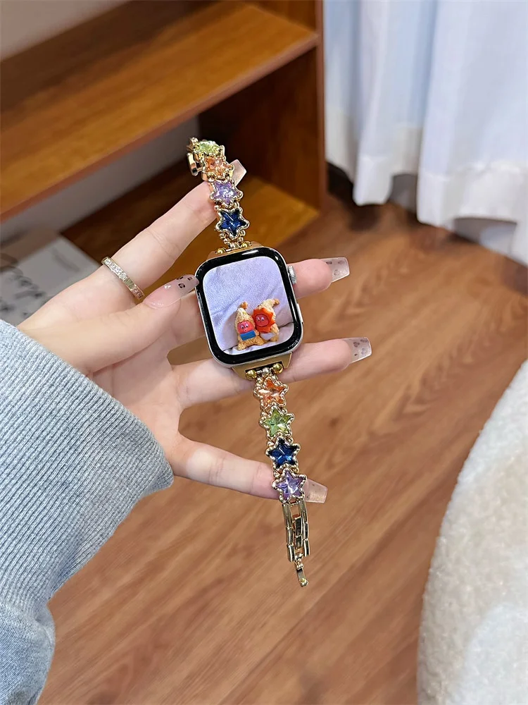 

Suitable for HW Watch Fit3/Fit4 watch straps and HW Band 8/9/10NFC star colored sparkling diamond handmade watch straps