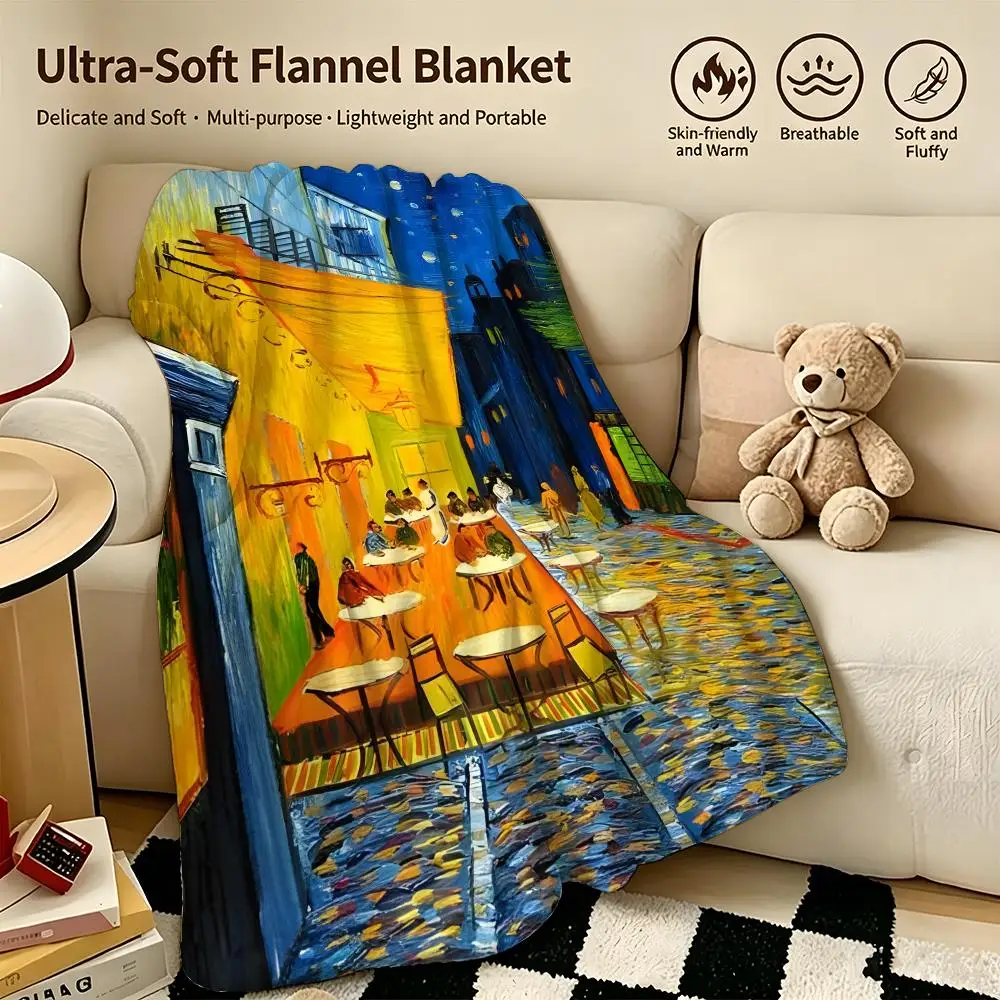 artist V-Vincent van Gogh-H Throw Warm Soft Flannel Blanket, Multi-use for Sofa Bed Camping Travel Nap