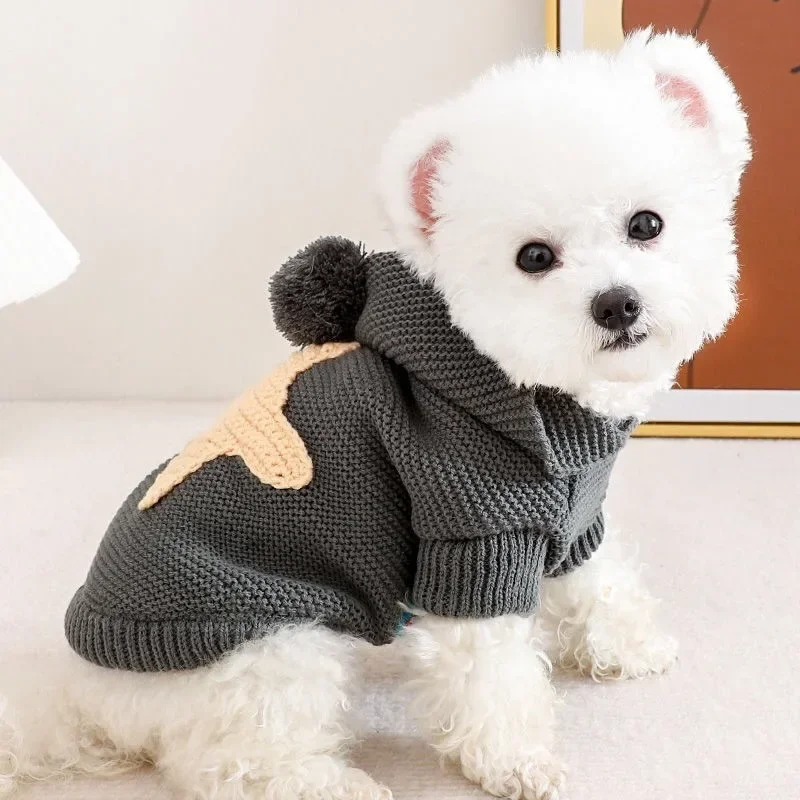 

Pet Dog Clothes for Small Dogs Hooded Sweater for French Bulldog Yorkies Pet Puppy Clothing Five-pointed Star Dog Sweater