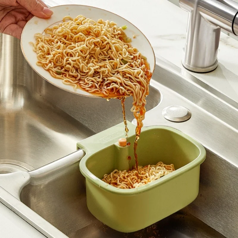 1pc Kitchen Sink Hanging Drain Basket Removable Filter Food Residue Strainer Plastic Sink Filter for Vegetable Fruit Leftover
