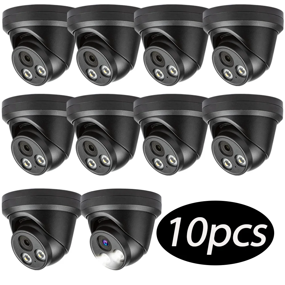 10pcs 8MP 4K PoE Security Camera Full-Color 98ft Night Vision F1.0 Large Aperture AI Human Vehicle Detection Built-in Mic 2.8mm