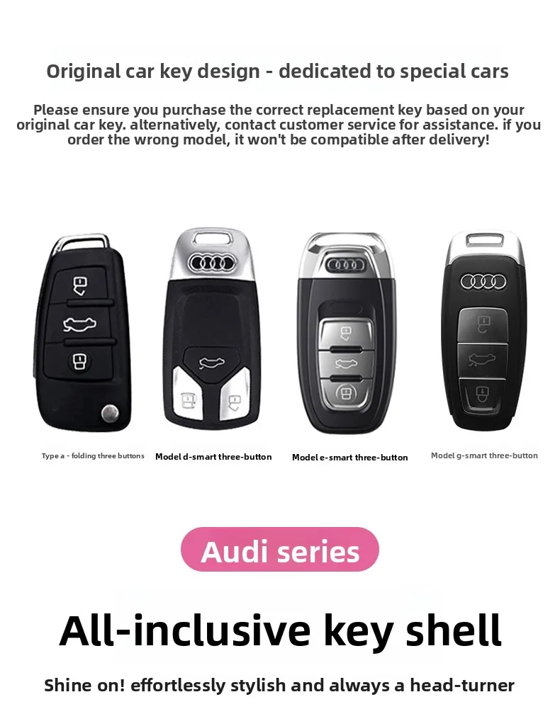 أودي سبائك الزنك A4 B9، A5، A6L، A6، S4، S5، S7، 8W، Q، 4MQ5، TTS، RS نمط سيارة رياضية TPU غطاء حماية لمفتاح السيارة عن بعد #6
