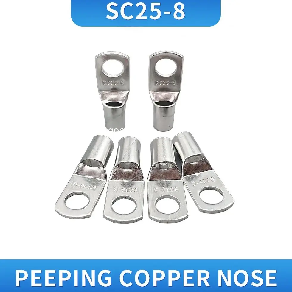 SC25-8 Bolt Hole Tinned Copper Cable Lugs Battery Terminals Set Wire Terminals Connector