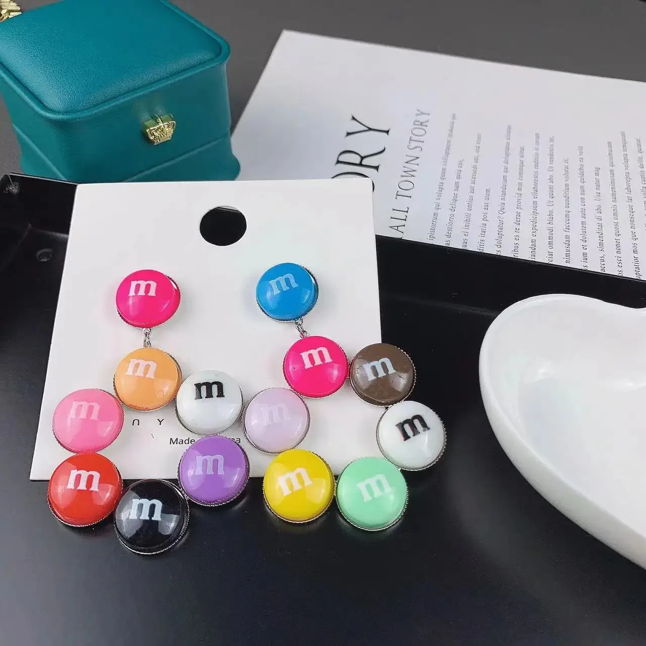 20 قطعة Kawaii M الفاصوليا الراتنج الحلوى المعلقات DIY بها بنفسك الديكور أقراط قلادة مجوهرات الأزياء والاكسسوارات