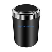 y1gd Car Ashtray Portable Smell Proof with Lid LED Blue-Light Trash Can Single Holder Luxury 4 Elegant Colors