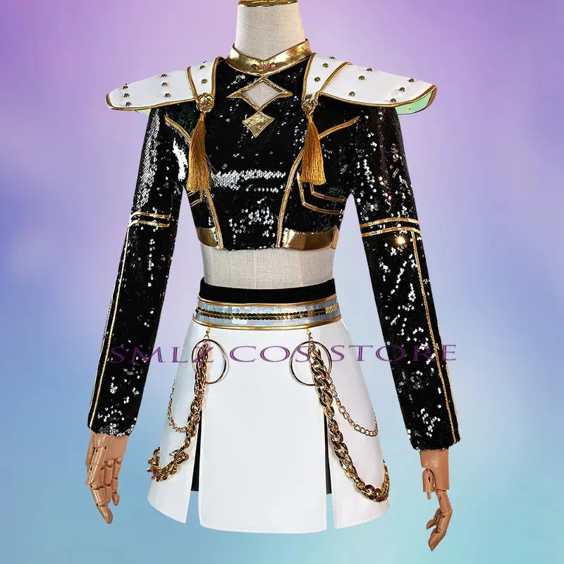 CyKpop Demon Golden Cos Hunter Rumi Mira Cosplay Zoey Cosplay abrigo negro peluca actuación disfraz mujer Halloween juego de rol