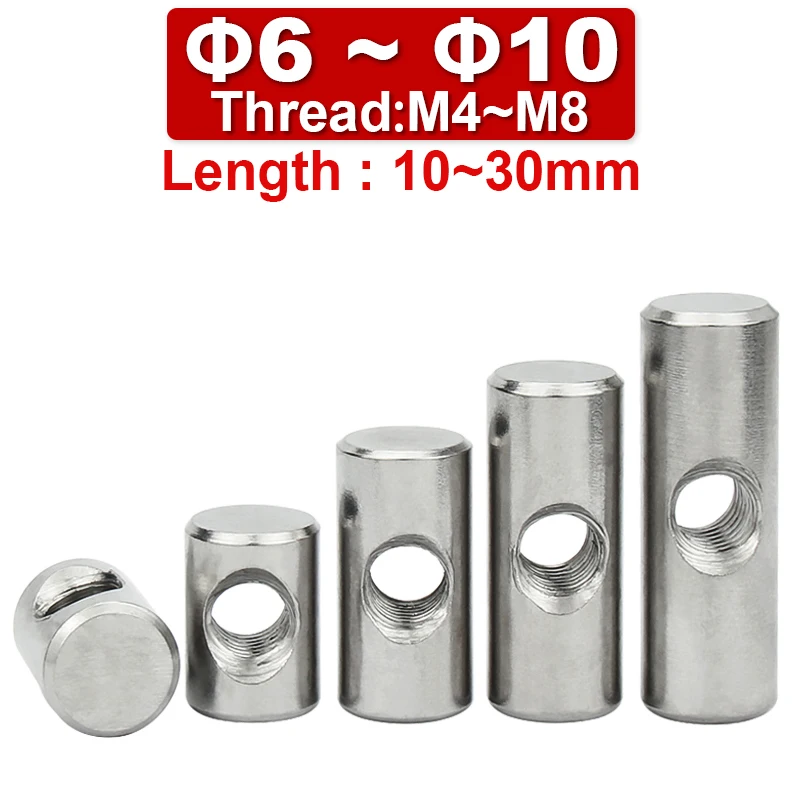 M4 M5 M6 304 Stainless Steel Hammer Nut One-word Thread With Hole Cylindrical Positioning Pin Embedded Connection Nut 5pieces