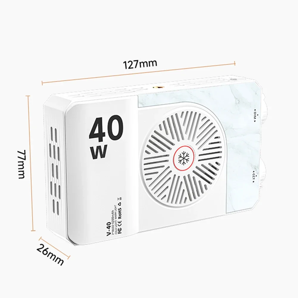 40W LED ضوء الكاميرا 2800K-9000K يده ملء الضوء 4400mAh قابلة للشحن التصوير الإضاءة للتصوير الفوتوغرافي #6