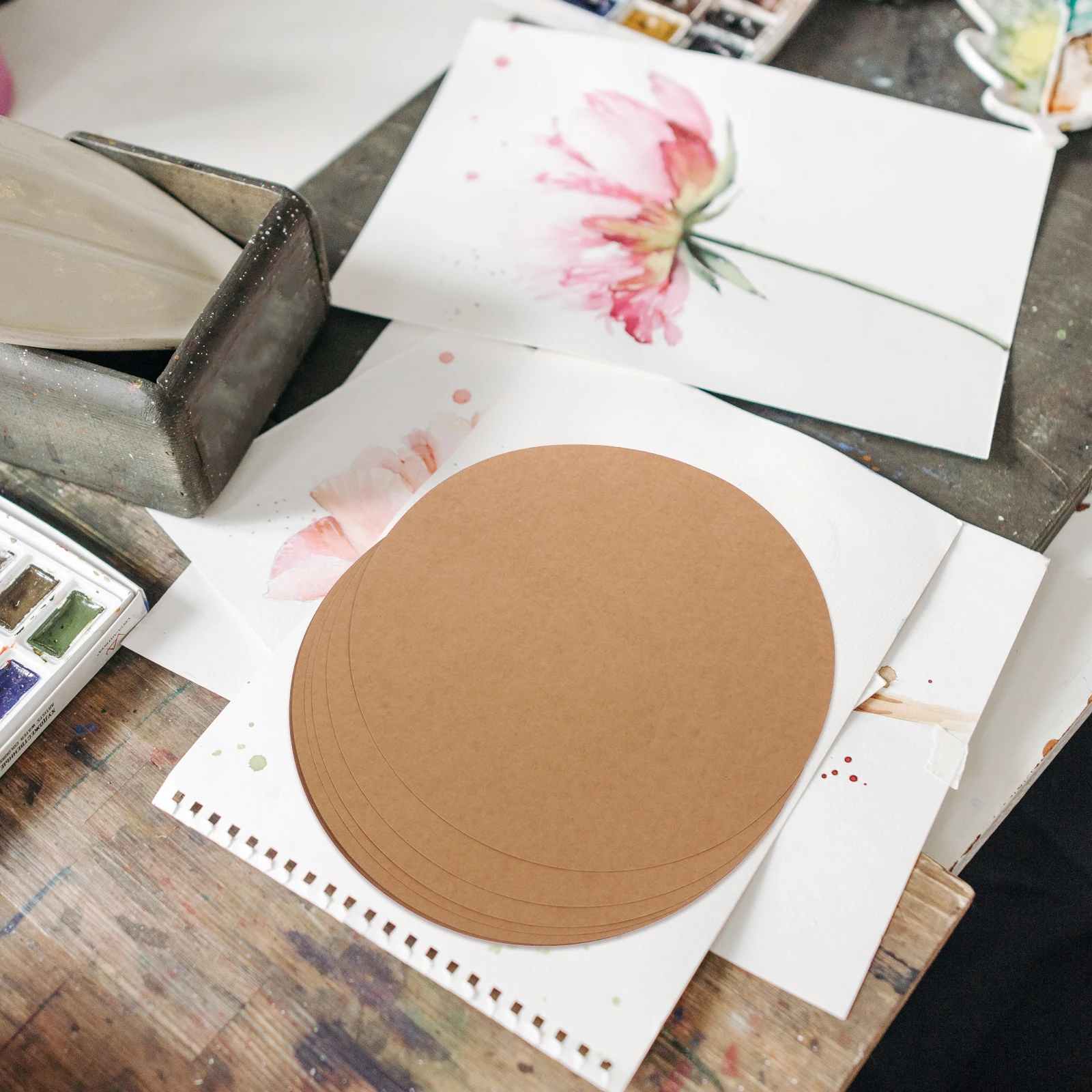 

20pcs Round Painting Cardboard Colorful Handmade Boards Premium Paper Office Supplies Art Projects DIY Decorations