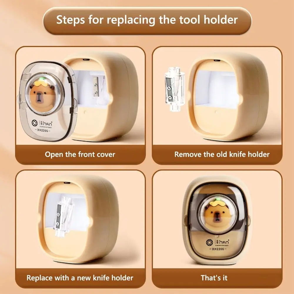 Automatically Enters Pencil Sharpener Anti Sticking Lead Capybara/Panda Semi-automatic Pencil Sharpener Pencil Sharpening Tool