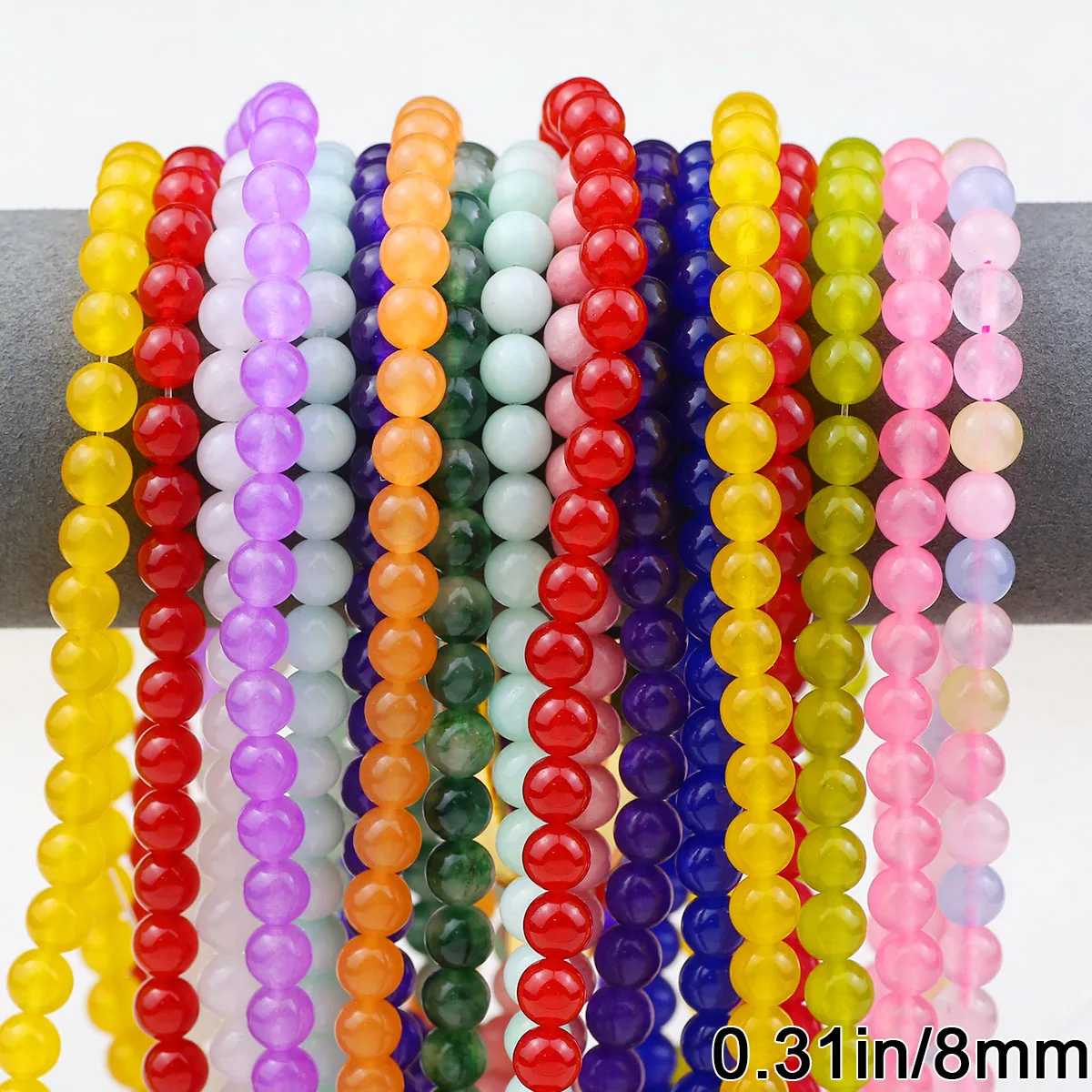 8mm 41pcs Natural Chalcedony Stone Beads Multicolor Round Spacer Loose Bead For Jewelry Making Diy Bracelets Necklaces Earrings