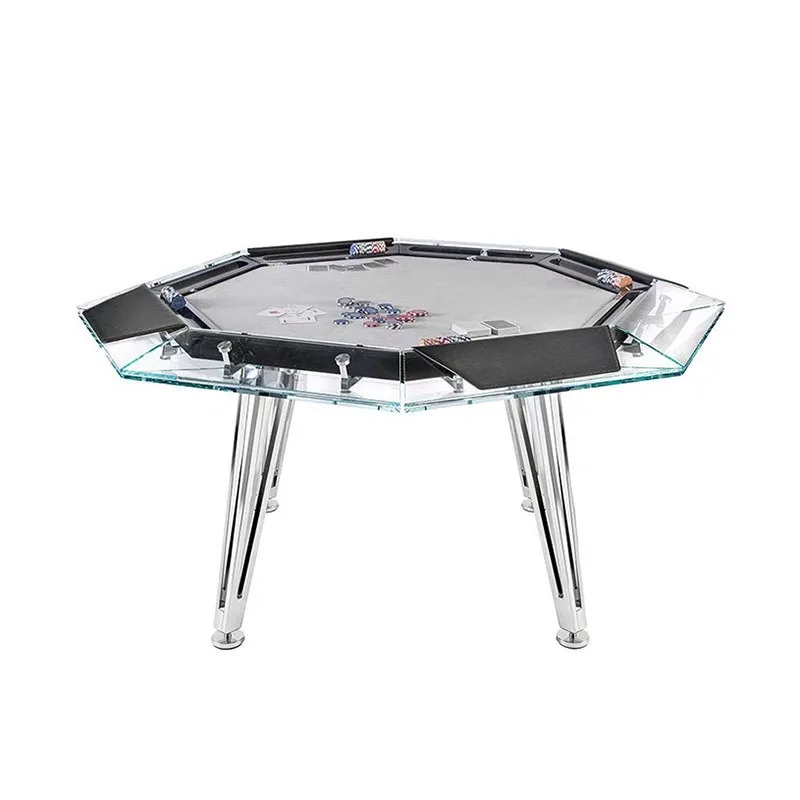 Club Italian Crystal Glass Chip Chess and Card Table