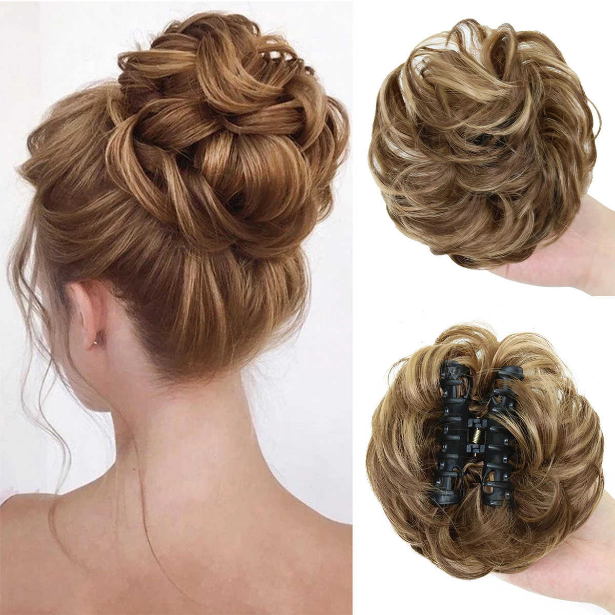 

Synthetic Exteniosn Curly Hair Bun Claw Clip On Hair Exteniosn Short Hair Chignon Hairpiece For Woman Girls