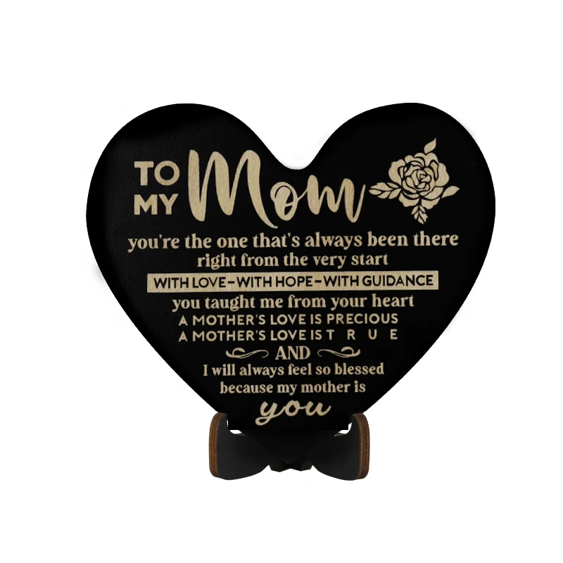 Tailai Heart Shaped Wood Art Decoration Mothers Day Gifts Personalized Plaque Birthday Gifts For Mom Wood Signs for Crafts-2