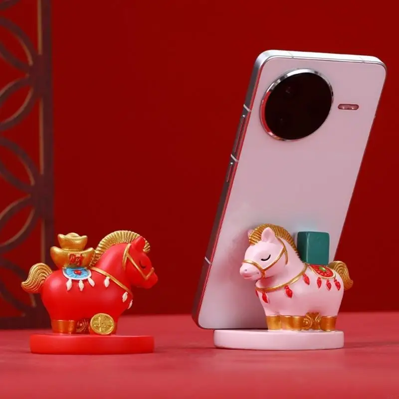 

Funny Horse Phone Holder Resin Cellphone Stand Animal Figurines Desk Accessories for Home Office Decors New Year Gift 896C